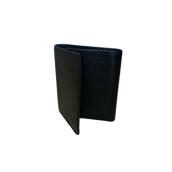 Perry Ellis Men Black Genuine Leather With ID Window & Card Slots Trifold Wallet - Picture 1 of 6